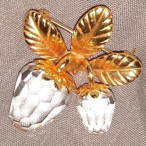 Retired Vintage Swarovski Crystal Strawberry Brooch